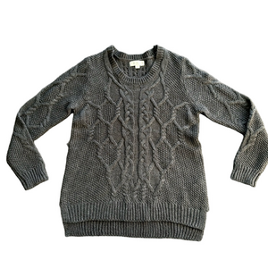 SzL Pink Rose Charcoal Grey Crew Beck Cable Knit Sweater VGUC